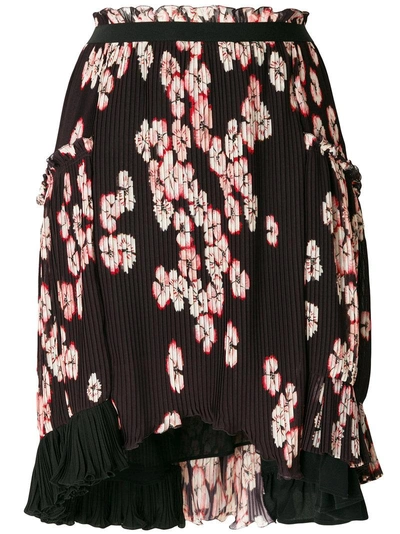 Shop Isabel Marant Floral-print Pleated Skirt In Black