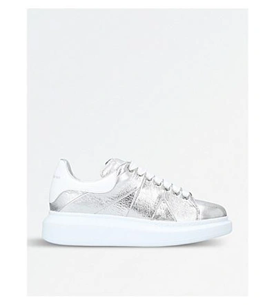 Shop Alexander Mcqueen Runway Leather Trainers In Silver