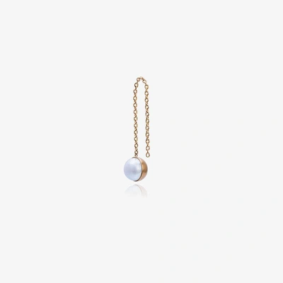 Shop Shihara Yellow And Gold Pearls Half Pearl Chain Earrings In Metallic