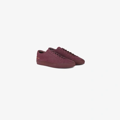 Shop Common Projects Burgundy Suede Achilles Sneakers