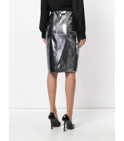 Shop Saint Laurent Metallic Ruched Mini Skirt