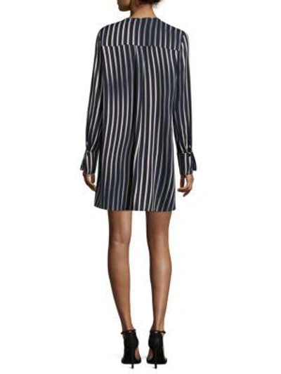 Shop Diane Von Furstenberg Stretch Silk Stripe Tunic Dress In Whiston Black
