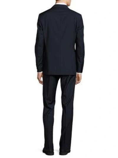 Shop Saks Fifth Avenue Trim-fit Solid Wool Suit In Navy