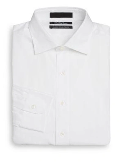 Shop Saks Fifth Avenue Men's Slim-fit Royal Oxford Woven Cotton Dress Shirt In White