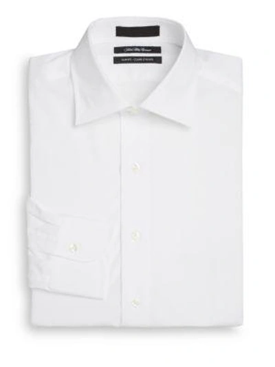 Shop Saks Fifth Avenue Men's Slim-fit Cotton Dress Shirt In White