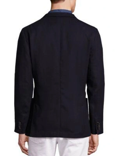 Shop Michael Kors Pique Knit Wool Blend Blazer In Midnight