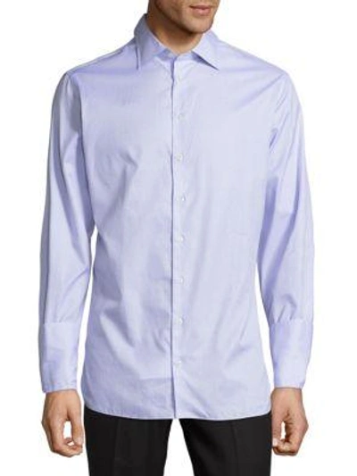 Shop Giorgio Armani Basic Cotton Dress Shirt In Azzurro Blue