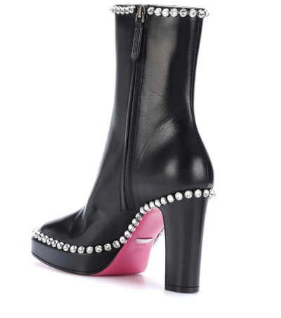 Shop Gucci Embellished Leather Ankle Boots In Black