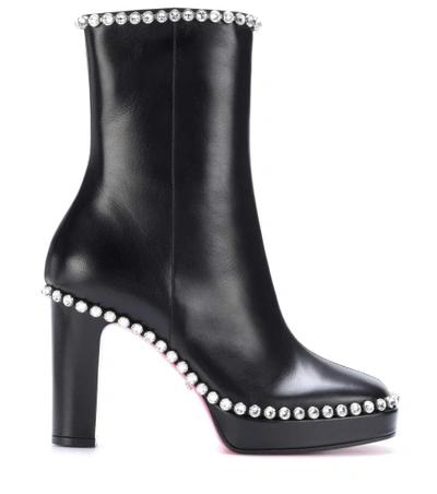 Shop Gucci Embellished Leather Ankle Boots In Black
