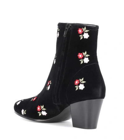 Shop Alexa Chung Embroidered Velvet Ankle Boots In Llack