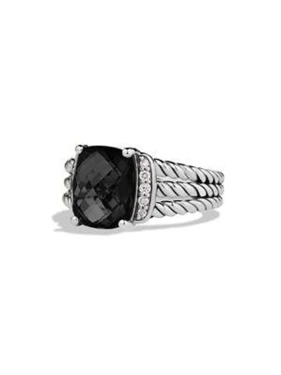 Shop David Yurman Women's Wheaton Petite Ring With Diamonds In Black Onyx