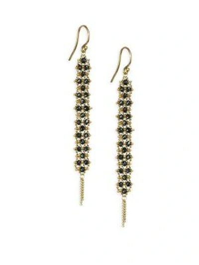 Shop Amali Women's Black Diamond Drop Earrings In Yellow Gold