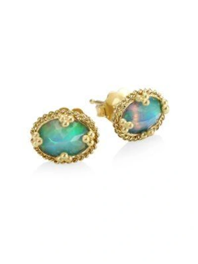 Shop Amali Opal 18k Gold Stud Earrings In Yellow Gold