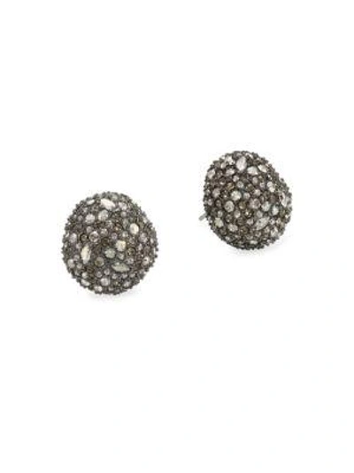 Shop Alexis Bittar Swarovski Crystal Encrusted Button Stud Earrings In Black