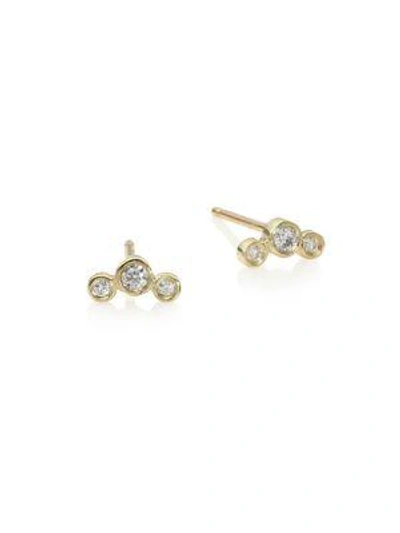 Shop Zoë Chicco 14k Yellow Gold Trio Diamond Earrings