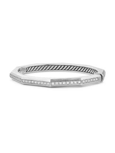 Shop David Yurman Women's Stax Faceted Bracelet With Diamonds In Silver