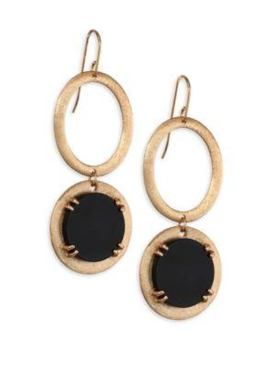 Shop Stephanie Kantis Onyx Oval Drop Earrings In Yellow Gold