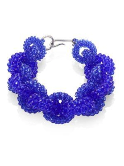 Shop Dries Van Noten Beaded Chain Necklace In Blue