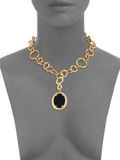 Shop Stephanie Kantis Onyx Oval Pendant In Yellow Gold