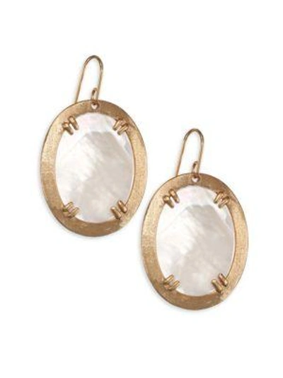Shop Stephanie Kantis Mother Of Pearl Paris Oval Large Earrings In Yellow Gold