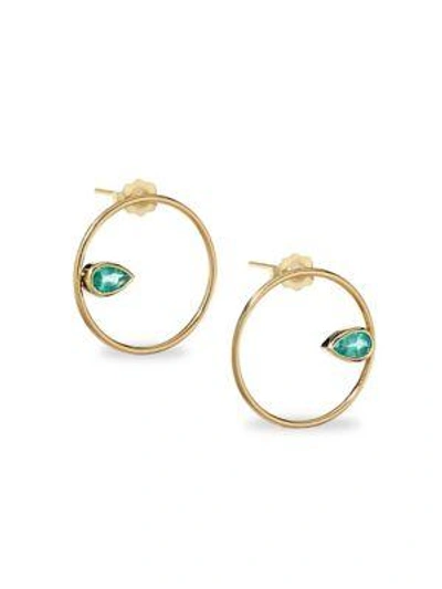 Shop Zoë Chicco Gemfields Emerald & 14k Yellow Gold Circle Earrings