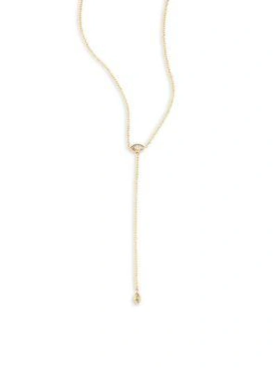 Shop Zoë Chicco Marquise Diamond & 14k Yellow Gold Lariat Necklace