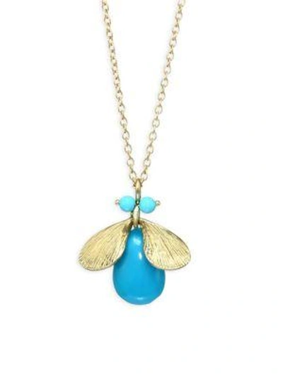 Shop Annette Ferdinandsen Fauna Jeweled Bug Natural Turquoise & 14k Yellow Gold Necklace