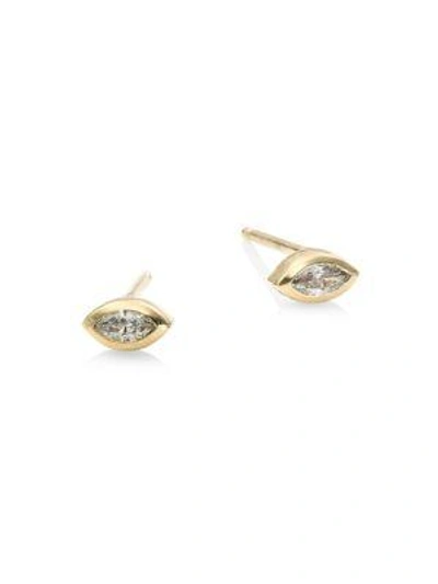 Shop Zoë Chicco Marquise Diamond & 14k Yellow Stud Earrings In Yellow Gold