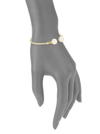 Shop Yoko London Women's Freshwater Pearls & 18k Gold Bangle In Yellow Gold