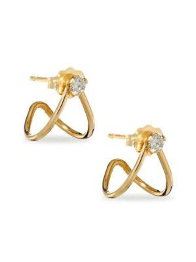 Shop Zoë Chicco Women's Diamond & 14k Yellow Gold Split Earrings