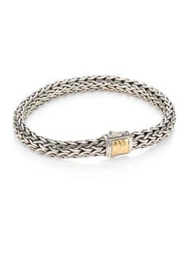 Shop John Hardy Classic Chain Hammered 18k Yellow Gold & Silver Medium Chain Bracelet In Silver-gold