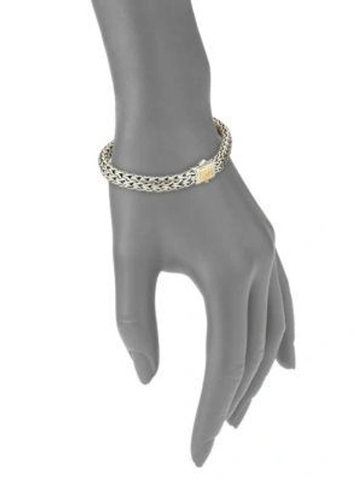 Shop John Hardy Classic Chain Hammered 18k Yellow Gold & Silver Medium Chain Bracelet In Silver-gold