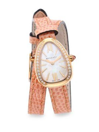 Shop Bvlgari Serpenti Rose Gold & Diamond Double Twist Lizard Strap Watch