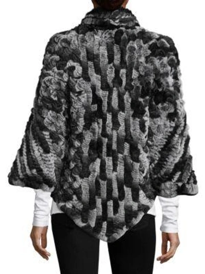 Shop Surell Rabbit Fur Poncho In Multi