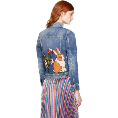 Shop Gucci Blue Denim 'hollywood' Bunny Jacket