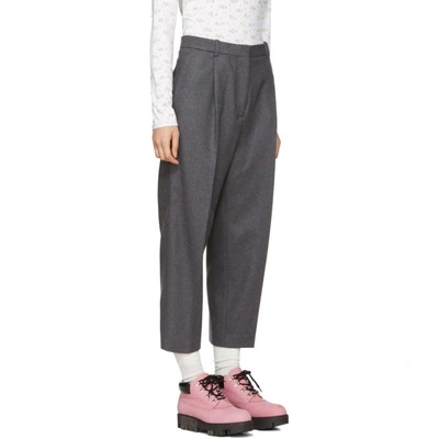 Shop Acne Studios Grey Tabea Cropped Trousers In Grey Melange