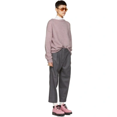 Shop Acne Studios Grey Tabea Cropped Trousers In Grey Melange