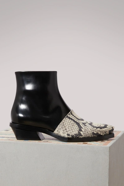 Shop Proenza Schouler Python Print Leather Ankle Boots In Black
