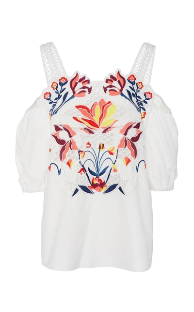 Shop Tanya Taylor Marja Cotton Top In White