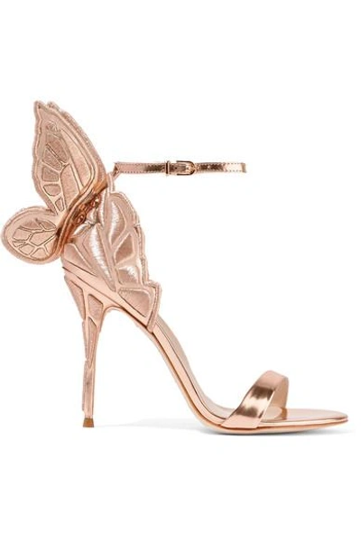 Shop Sophia Webster Chiara Embroidered Metallic Leather Sandals In Pink