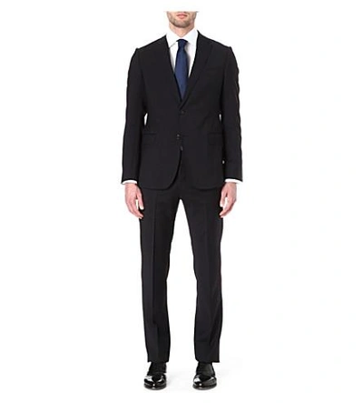 Shop Armani Collezioni Virgin Wool Single-breasted Suit In Navy