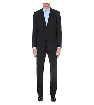 Shop Armani Collezioni Wool Two-button Suit In Navy