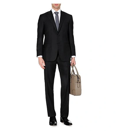 Shop Canali Black Wool-twill Suit