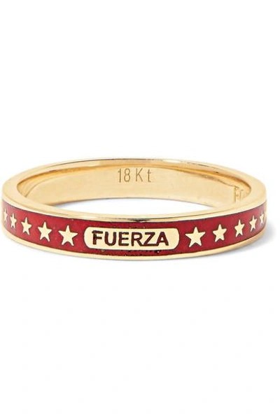 Shop Foundrae Strength 18-karat Enamel Ring In Gold