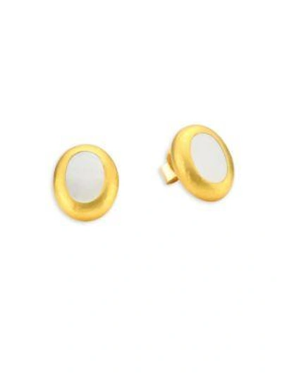 Shop Stephanie Kantis Bliss Oval Bezel Earrings In Yellow Gold