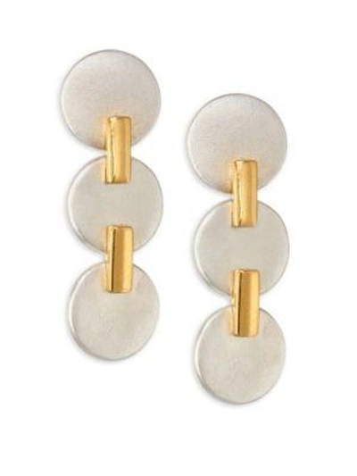 Shop Stephanie Kantis Two-tone Triple Disc Drop Earrings In White