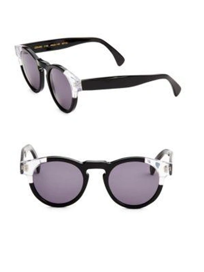 Shop Illesteva Leonard Split Back 48mm Round Sunglasses In Black