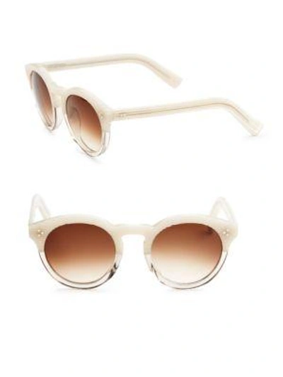 Shop Illesteva 50mm Leonard Ii Cream Stripes Gradient Lenses Round Sunglasses
