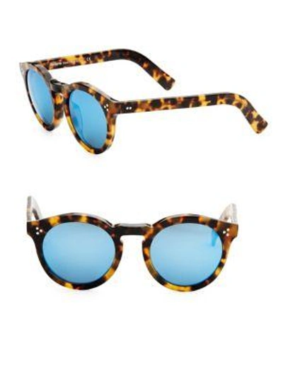 Shop Illesteva Leonard Ii Tortoise Round Mirrored Sunglasses
