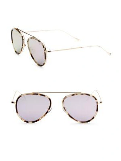 Shop Illesteva Dorchester Ace 52mm Aviator Sunglasses In White Tortoise